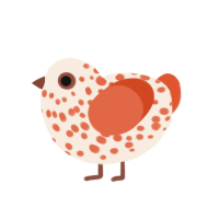A cream and vermilion chicken with a speckle pattern