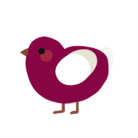 A maroon and white chicken