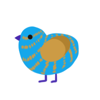 A sky and gold chicken with a bar pattern