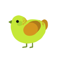 A lime and ochre chicken with a neck-band pattern