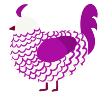 A white and plum chicken with a lace pattern