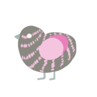 A ash and pink chicken with a bar pattern