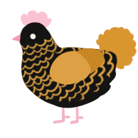 A black and orange chicken with a lace pattern