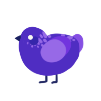 A indigo and blurple chicken with a neck-speckle pattern