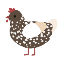 A bark and cream chicken with a speckle pattern