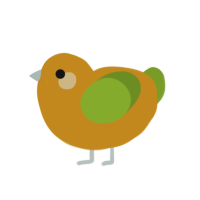 A ochre and chartreuse chicken