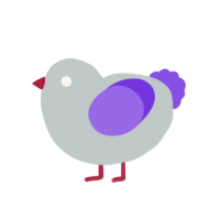 A silver and blurple chicken