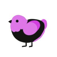 A black and orchid chicken with a head pattern