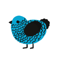 A cerulean and black chicken with a lace pattern