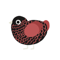 A sable and red chicken with a lace pattern