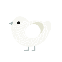 A white chicken with a lace pattern