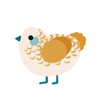 A cream and orange chicken with a half-lace pattern