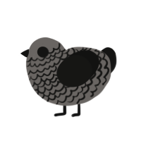 A grey and black chicken with a lace pattern