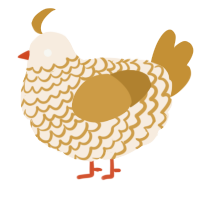 A cream and gold chicken with a lace pattern