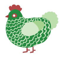 A viridian and gluppy chicken with a lace pattern