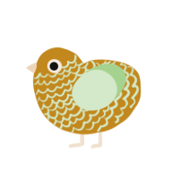 A ochre and gluppy chicken with a lace pattern