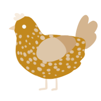 A ochre and beige chicken with a speckle pattern