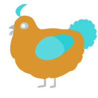 A orange and aqua chicken