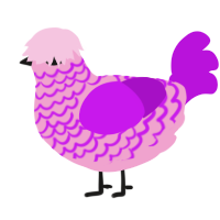 A pink and amethyst chicken with a lace pattern