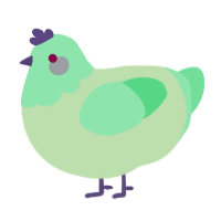A gluppy and spring chicken with a head pattern
