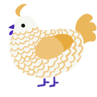 A white and honey chicken with a lace pattern