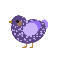 A overcast and lilac chicken with a speckle pattern