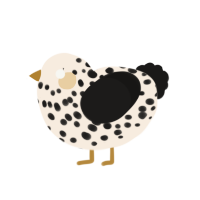 A cream and sable chicken with a speckle pattern
