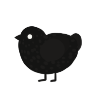 A black and sable chicken with a speckle pattern