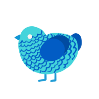 A aqua and ultramarine chicken with a lace pattern