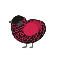 008, a sable and crimson chicken with a lace pattern