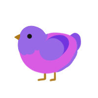 A orchid and blurple chicken with a head pattern