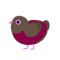 A maroon and bark chicken with a head pattern