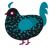 Midnight, a sable and sea chicken with a speckle pattern