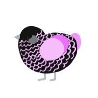 A black and lavender chicken with a lace pattern