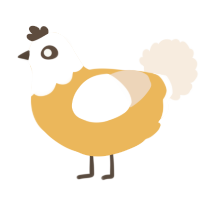 A honey and cream chicken with a head pattern
