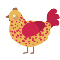 A honey and crimson chicken with a speckle pattern