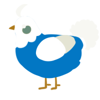 A sapphire and white chicken with a head pattern