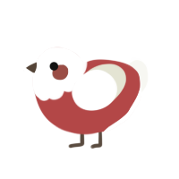 A red and white chicken with a head pattern