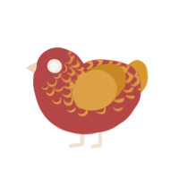 (unnamed), a red and orange chicken with a half-lace pattern