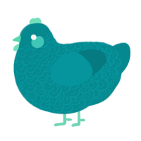 A teal chicken with a double-lace pattern