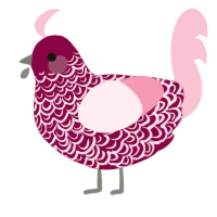 A maroon and rose chicken with a double-lace pattern