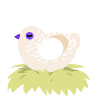 A cream chicken with a half-lace pattern