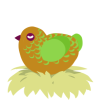 A ochre and grass chicken with a half-lace pattern