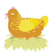 A orange and yellow chicken with a half-lace pattern