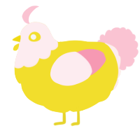 A yellow and rose chicken with a head pattern
