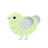 A apple and silver chicken with a bar pattern
