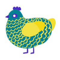 (unnamed), a sea and yellow chicken with a lace pattern