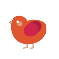 A vermilion and crimson chicken