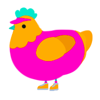 A fuchsia and gold chicken with a head pattern