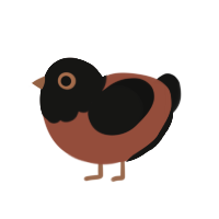 A russet and black chicken with a head pattern